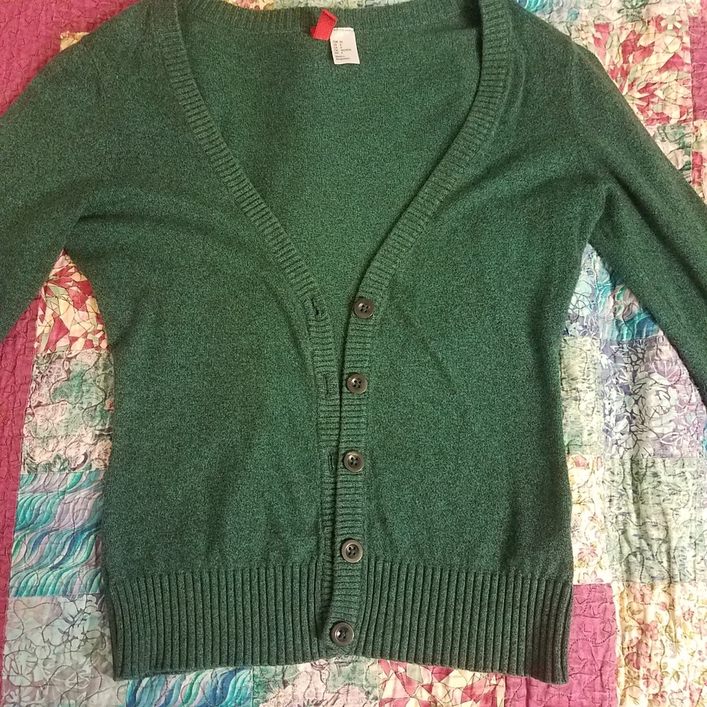 Divided by H&M Blue-green V Neck Cardigan Size 4